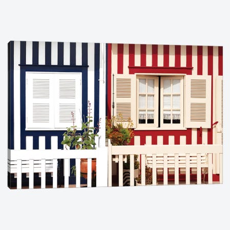 Facade of beach House with Colourful Stripes Canvas Print #PHD617} by Philippe Hugonnard Canvas Artwork