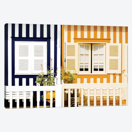 Facade of beach House with Colourful Stripes II Canvas Print #PHD618} by Philippe Hugonnard Canvas Print