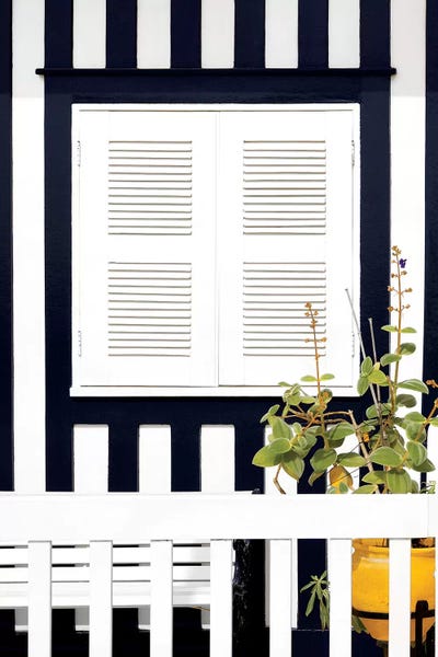 Costa Nova: House Facade with Navy Blue Stripes by Philippe Hugonnard