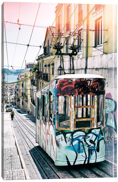 Lisbon Tram Graffiti Canvas Art Print - Portugal Art