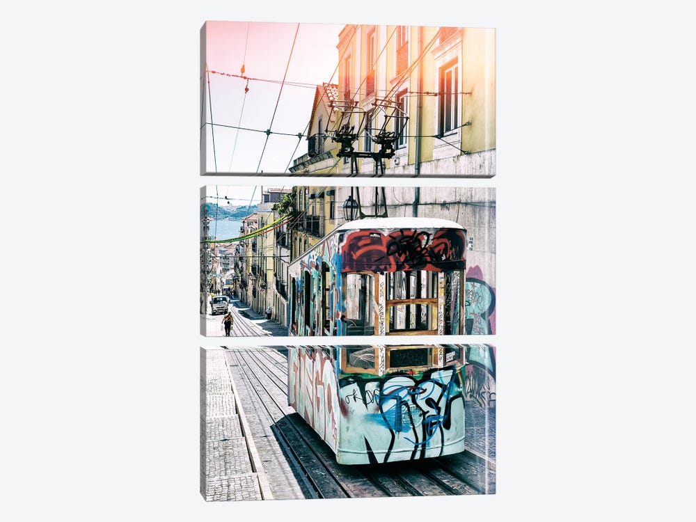 Lisbon Tram Graffiti by Philippe Hugonnard 3-piece Canvas Art Print