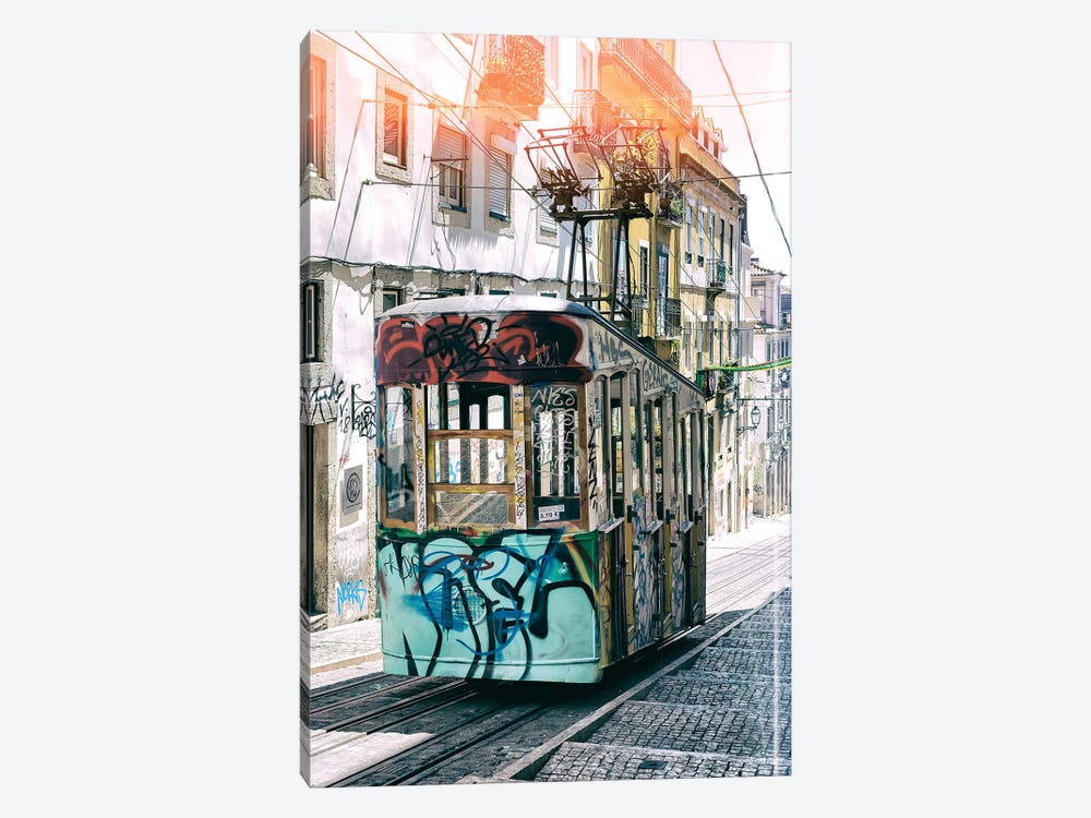 Lisbon Bica Tram Graffiti 1-piece Canvas Art
