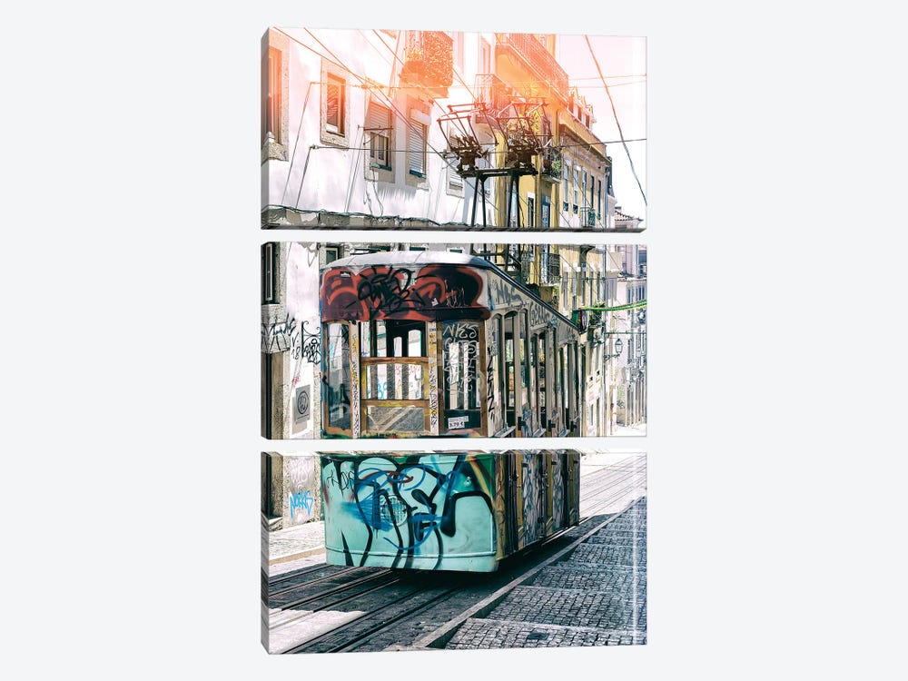 Lisbon Bica Tram Graffiti by Philippe Hugonnard 3-piece Canvas Art