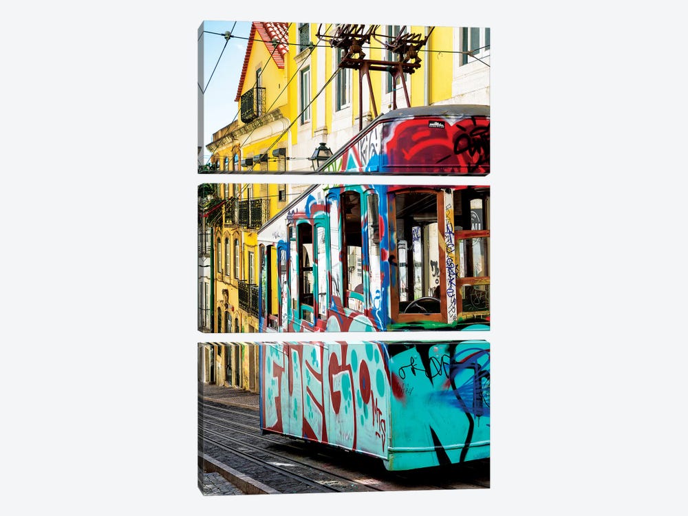 Graffiti Tramway Lisbon 3-piece Canvas Wall Art