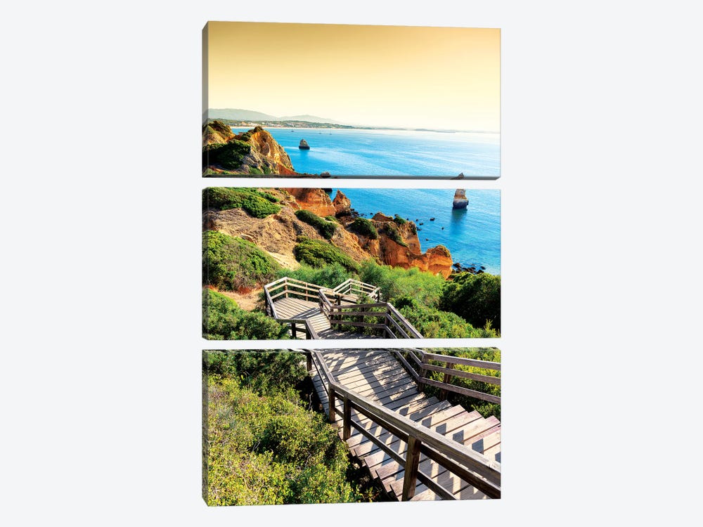 Stairs to Camilo Beach at Sunset by Philippe Hugonnard 3-piece Canvas Print