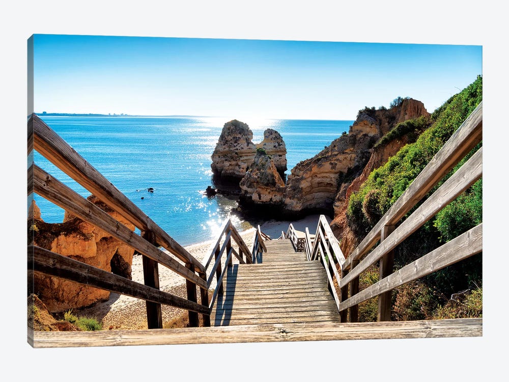 Wooden Stairs to Praia do Camilo Beach by Philippe Hugonnard 1-piece Canvas Wall Art