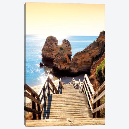Stairs to the Beach at Sunset Canvas Print #PHD634} by Philippe Hugonnard Canvas Artwork