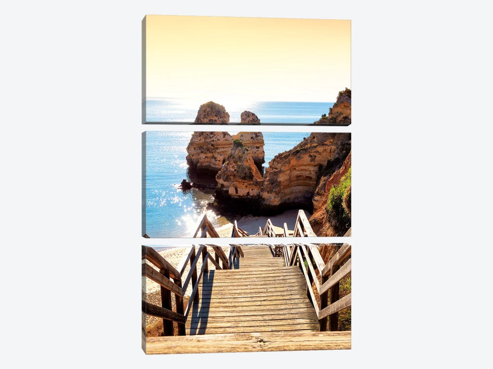 Stairs to the Beach at Sunset by Philippe Hugonnard 3-piece Canvas Print