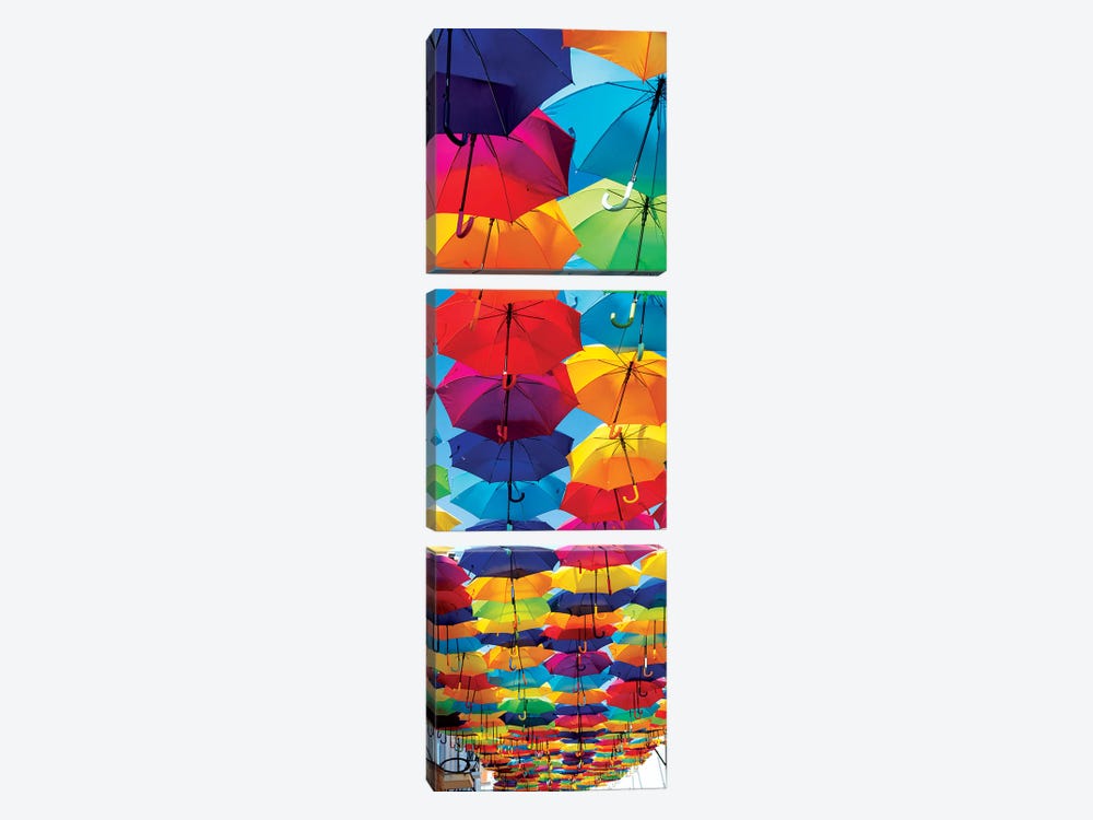 Colourful Umbrellas by Philippe Hugonnard 3-piece Canvas Wall Art