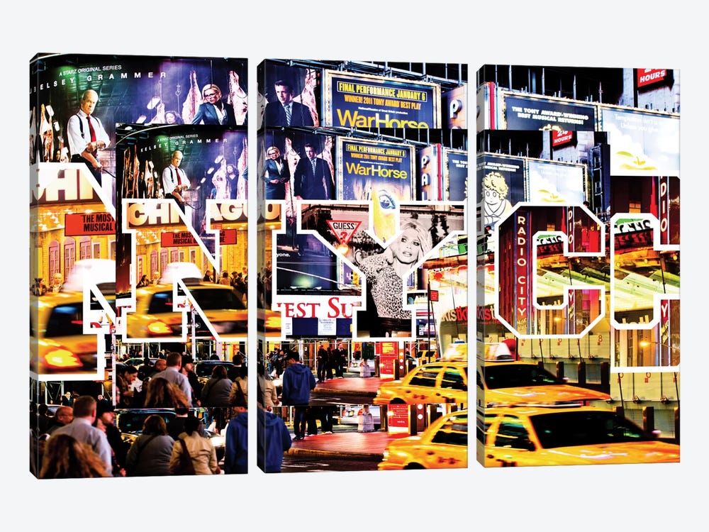 Times Square by Philippe Hugonnard 3-piece Canvas Artwork