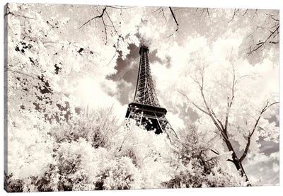 Eiffel Tower Canvas Art Print - Paris Winter White Collection