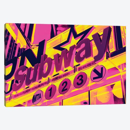 NYC Subway Sign Canvas Print #PHD68} by Philippe Hugonnard Canvas Artwork