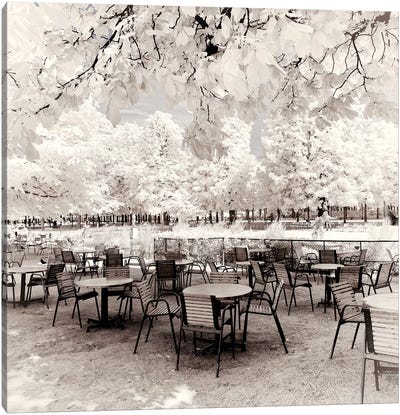 Terrace Dinner Canvas Art Print - Paris Winter White Collection