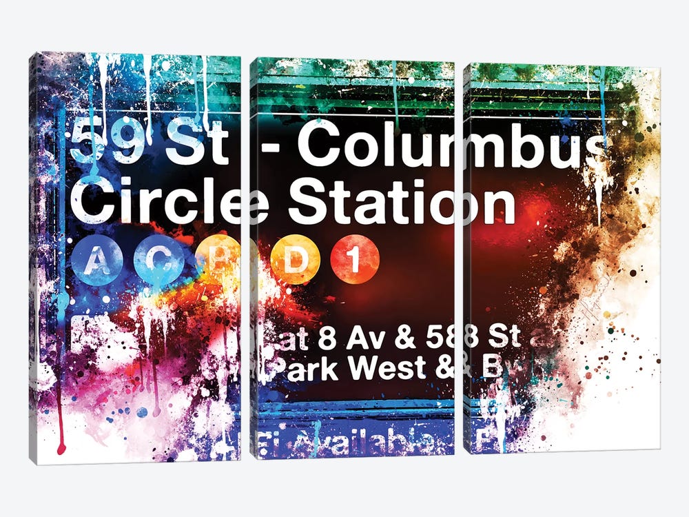 59 St Columbus Circle Station by Philippe Hugonnard 3-piece Canvas Art Print