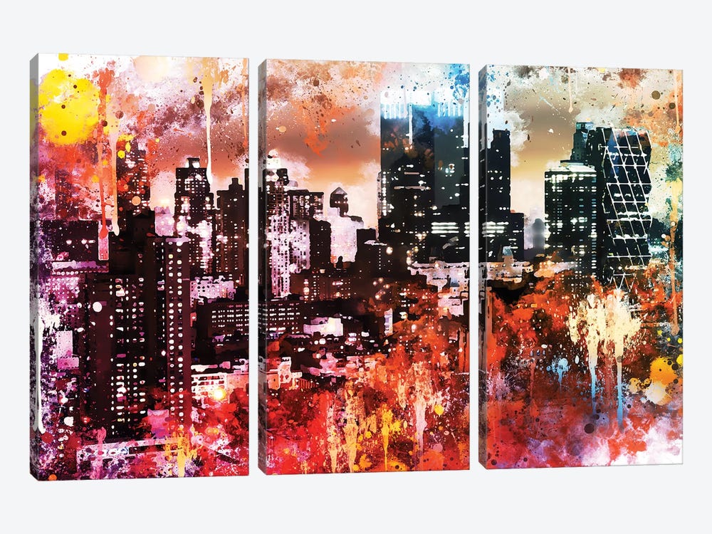 Black Skyscrapers by Philippe Hugonnard 3-piece Canvas Print