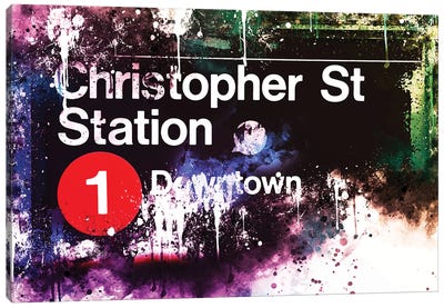 Christopher St Station Canvas Art Print - NYC Watercolor