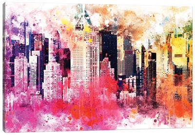 City Of Colors Canvas Art Print - NYC Watercolor