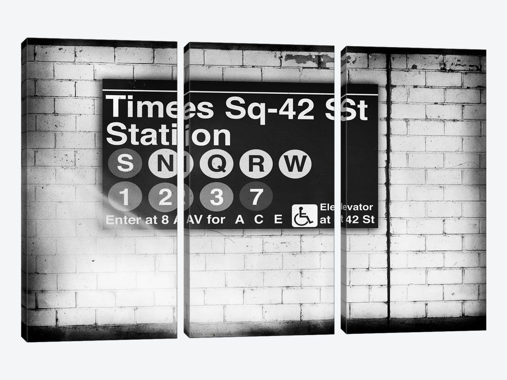 Subway Times Square - 42 Street Station - BW by Philippe Hugonnard 3-piece Art Print
