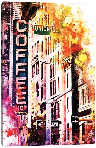 Coffee Shop Union Sq Canvas Art Print - NYC Watercolor