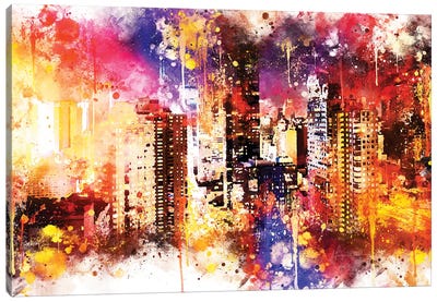 Color Explosion Canvas Art Print - NYC Watercolor