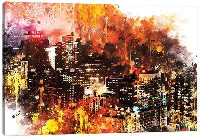 Colorful Night Canvas Art Print - NYC Watercolor