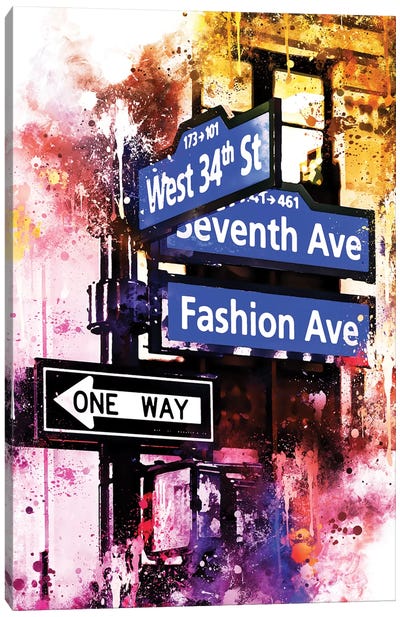 Directions Canvas Art Print - NYC Watercolor