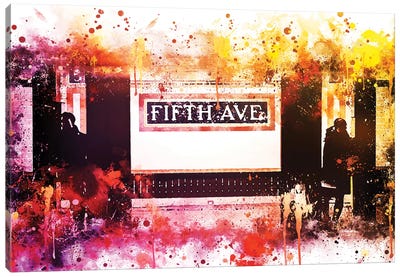 Fifth Avenue Station Canvas Art Print - NYC Watercolor