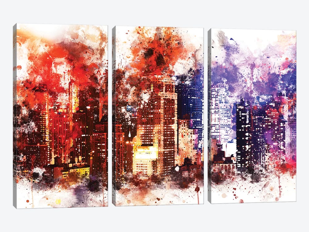 Manhattan By Night by Philippe Hugonnard 3-piece Canvas Art