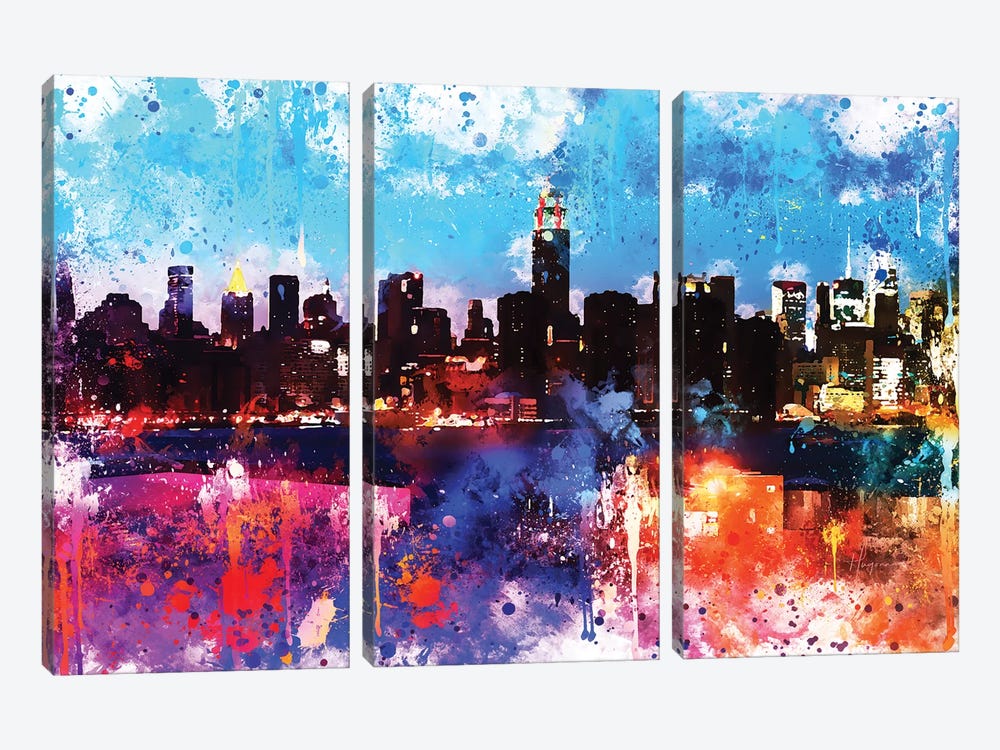 Manhattan Colors Sunset by Philippe Hugonnard 3-piece Canvas Print