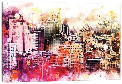 Manhattan District Canvas Art Print - NYC Watercolor