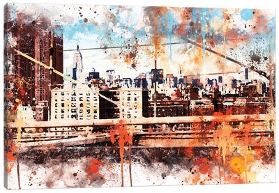 Manhattan View Canvas Art Print - NYC Watercolor