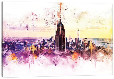 New York Skyline Canvas Art Print - NYC Watercolor