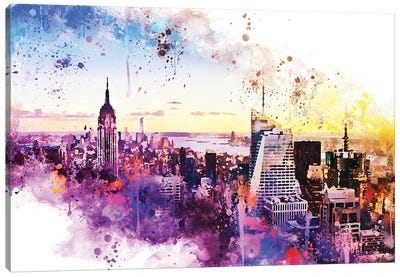 New York Skyline II Canvas Art Print - NYC Watercolor