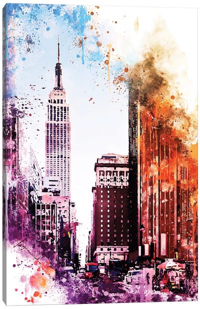 Pink Empire Canvas Art Print - NYC Watercolor