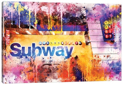 Subway Station Canvas Art Print - NYC Watercolor