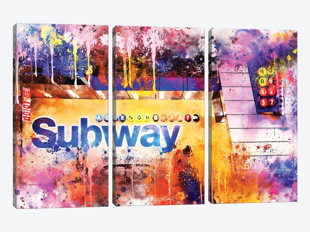Subway Station by Philippe Hugonnard 3-piece Canvas Wall Art