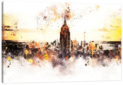 Sunset Skyline Canvas Art Print - NYC Watercolor