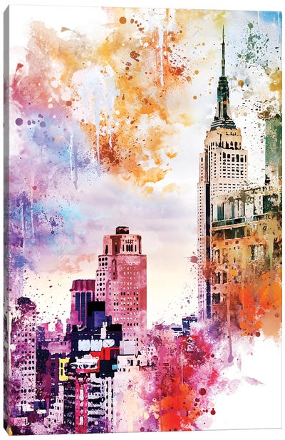 The Empire State Building Canvas Art Print - NYC Watercolor