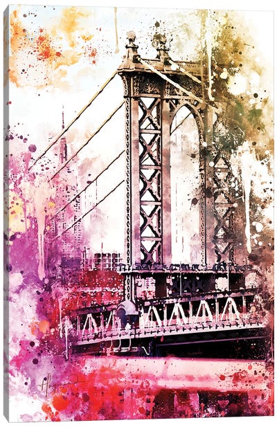 The Manhattan Bridge II Canvas Art Print - NYC Watercolor