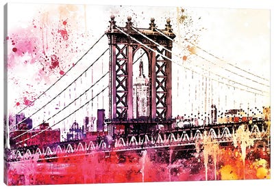 The Manhattan Bridge III Canvas Art Print - NYC Watercolor