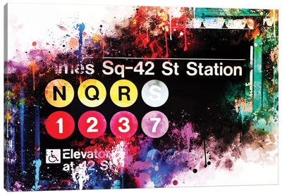 Times Sq 42 St Station Canvas Art Print - NYC Watercolor
