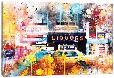 Urban Taxi Canvas Art Print - NYC Watercolor
