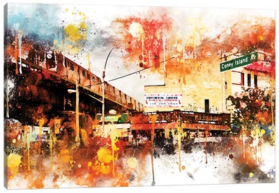 Urban Traffic Canvas Art Print - NYC Watercolor