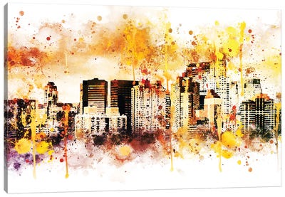 Yellow Skyline Canvas Art Print - NYC Watercolor