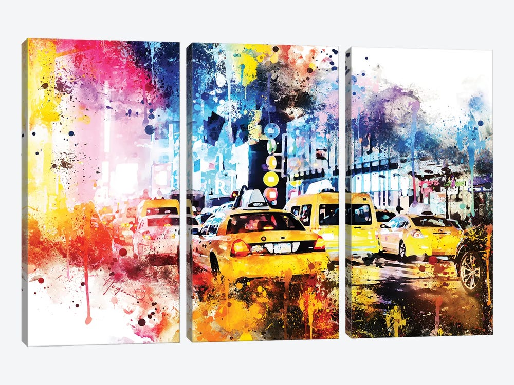 Yellow Taxis by Philippe Hugonnard 3-piece Canvas Print
