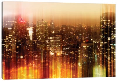 New York by Night Canvas Art Print - Double Exposure Photography