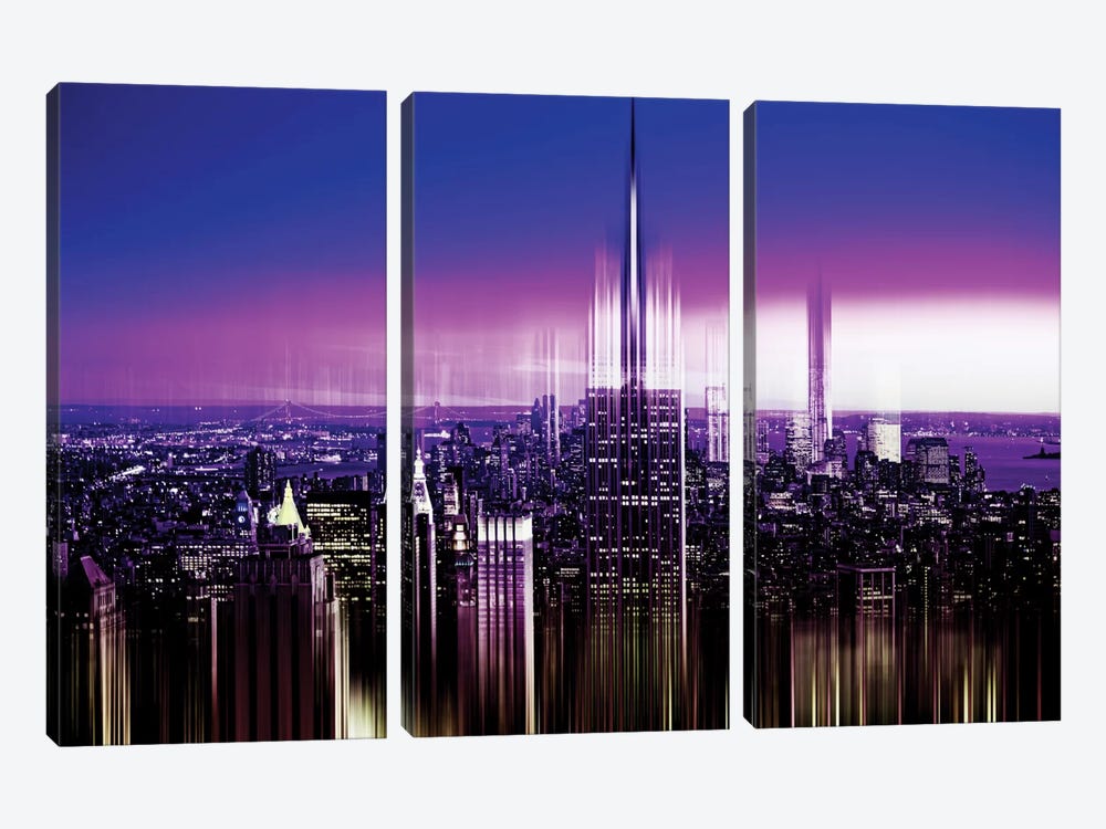 NYC Purple Night by Philippe Hugonnard 3-piece Canvas Print