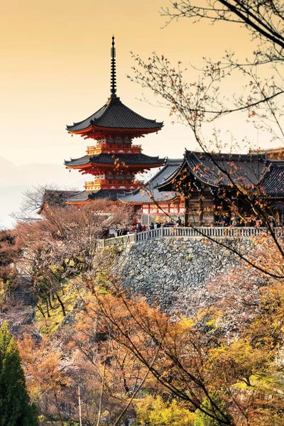 Pagodas: Pagoda Kiyomizu-Dera Temple At Sunset II by Philippe Hugonnard