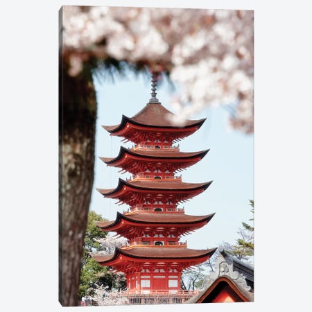 Miyajima Pagoda With Sakura Canvas Print #PHD868} by Philippe Hugonnard Canvas Artwork