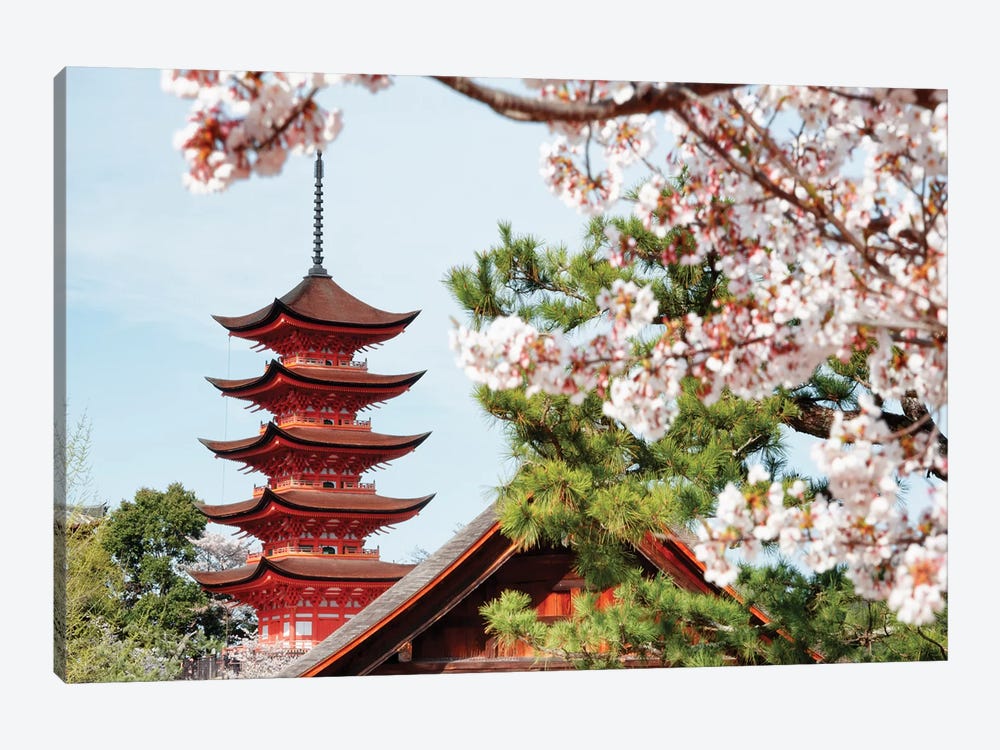 Miyajima Pagoda With Sakura II by Philippe Hugonnard 1-piece Canvas Wall Art
